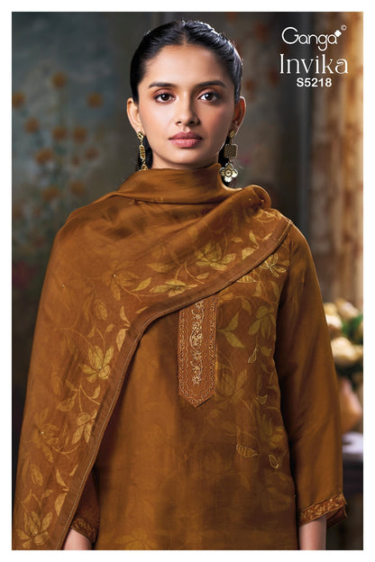 Invika S5218 Ganga Bemberg Silk Plazzo Style Suits Wholesaler Ahmedabad