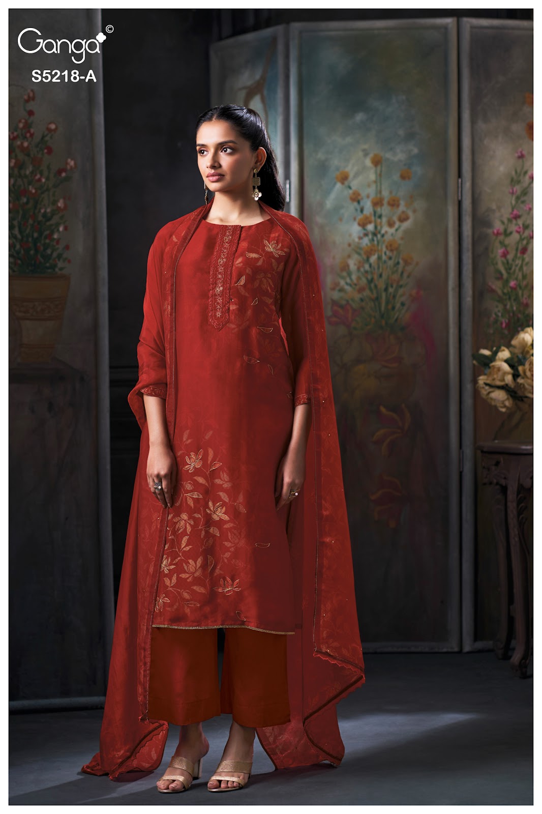 Invika S5218 Ganga Bemberg Silk Plazzo Style Suits Wholesaler Ahmedabad