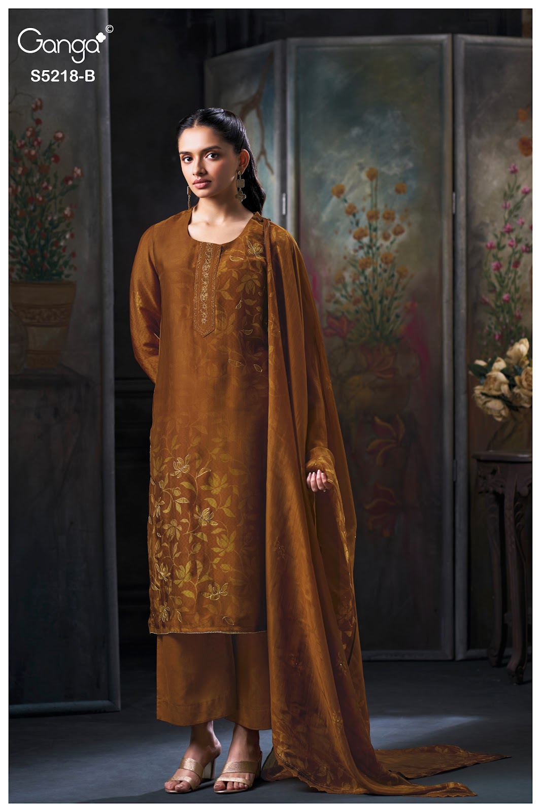 Invika S5218 Ganga Bemberg Silk Plazzo Style Suits Wholesaler Ahmedabad