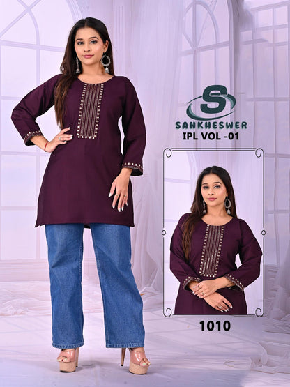 Ipl Vol 1 Sankheswer Vatican Short Kurtis Supplier
