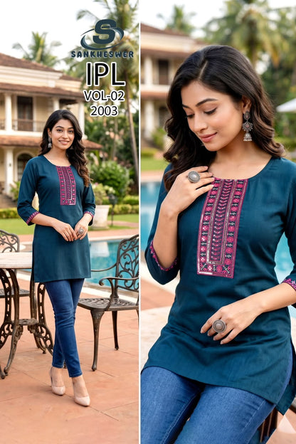Ipl Vol 2 Sankheswer Vatican Short Kurtis Supplier Gujarat