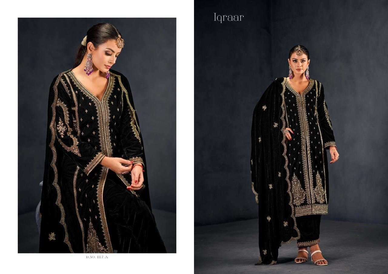 Iqraar 1117 Sargam Prints Velvet Suits Supplier Gujarat