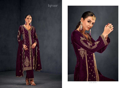 Iqraar 1117 Sargam Prints Velvet Suits Supplier Gujarat