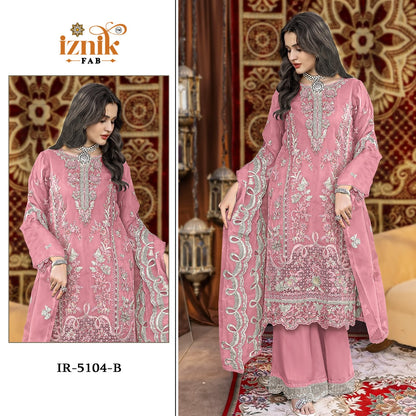 Ir 5104 Iznik Organza Pakistani Salwar Suits Wholesaler India