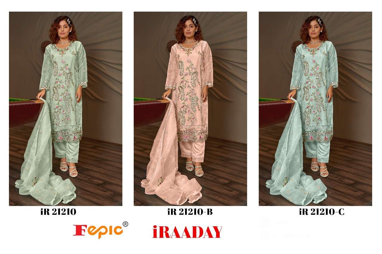 Iraaday Ir 21210 Fepic Organza Pakistani Salwar Suits Wholesaler Ahmedabad