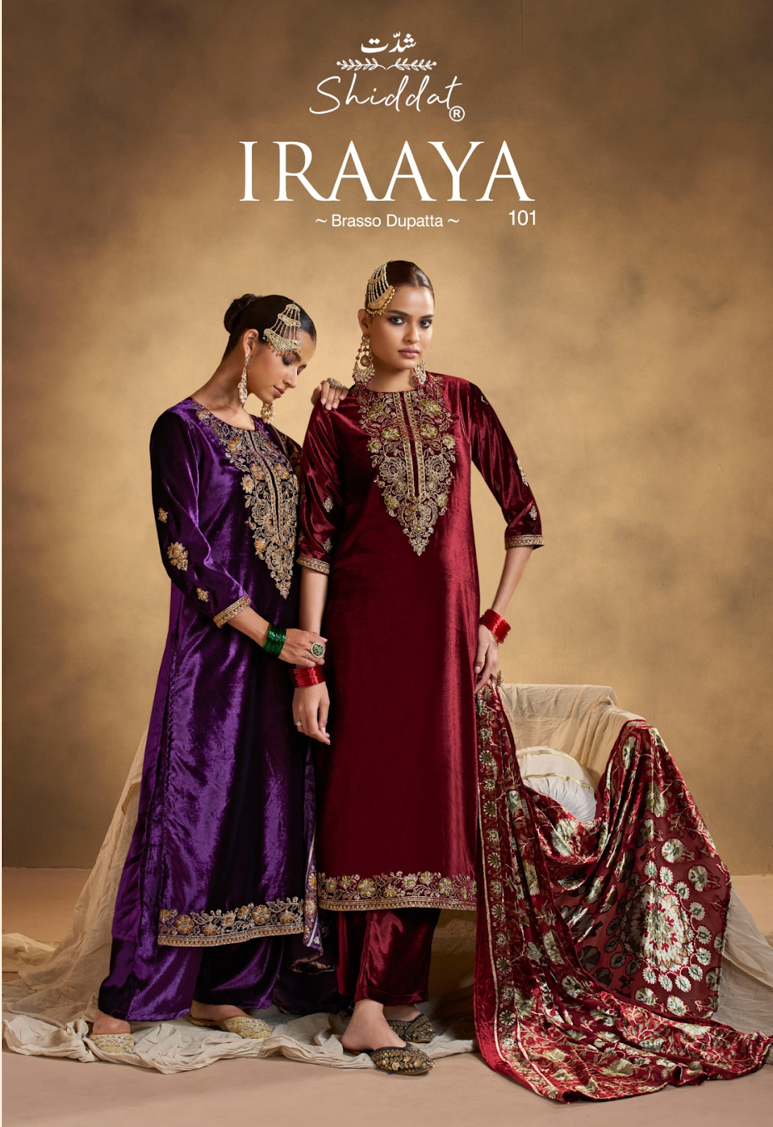 Iraaya Shiddat Viscose Velvet Suits Wholesaler