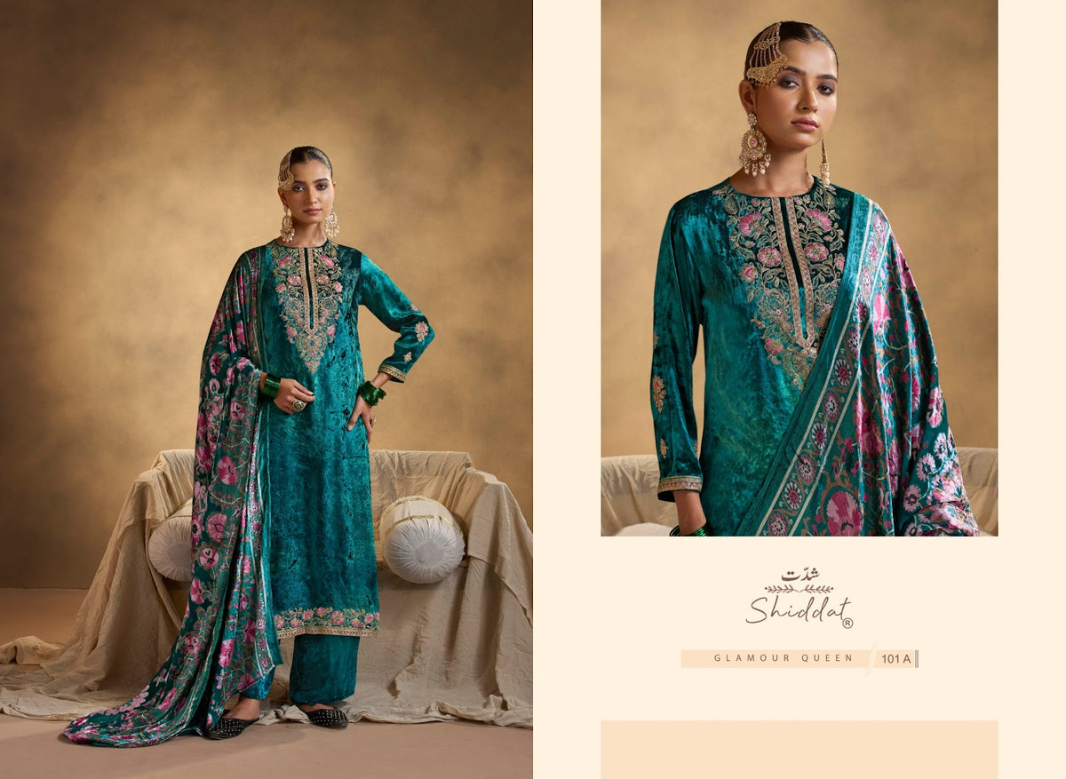 Iraaya Shiddat Viscose Velvet Suits Wholesaler
