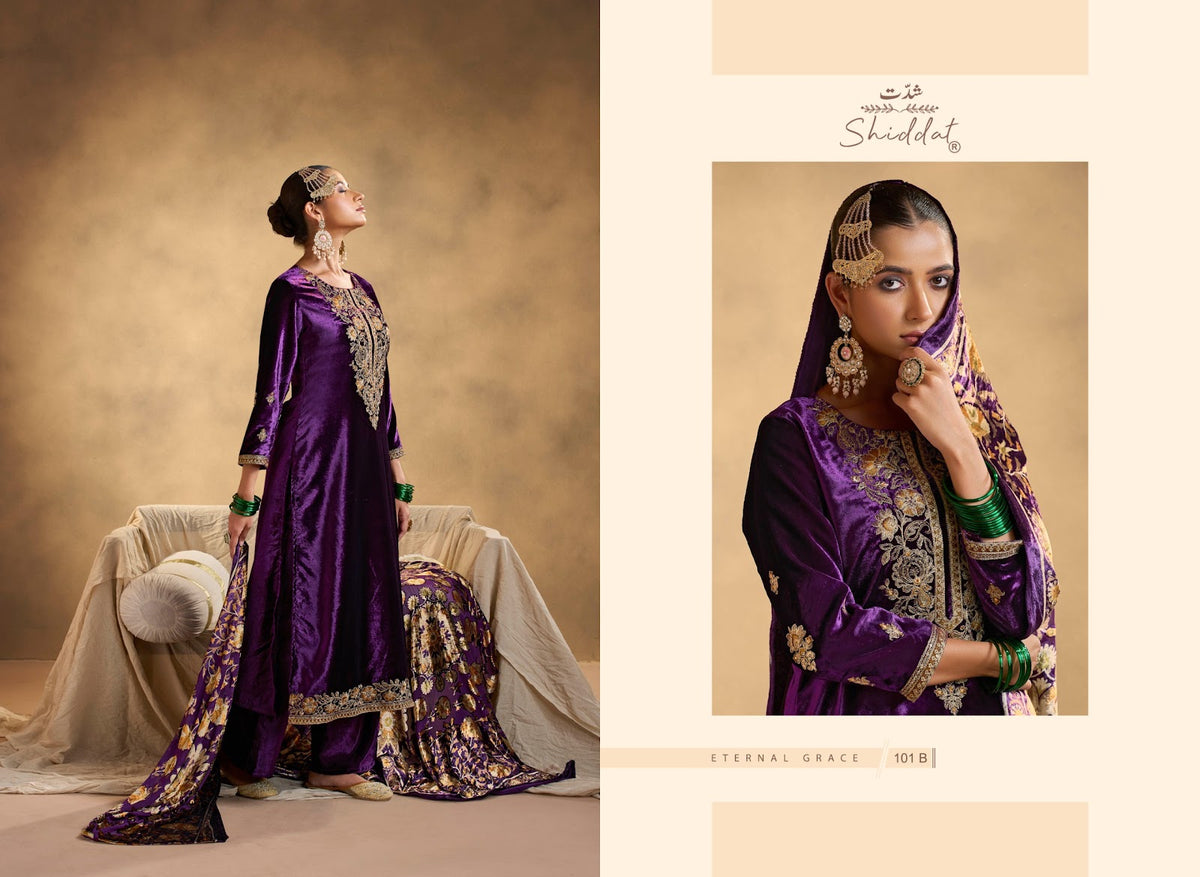 Iraaya Shiddat Viscose Velvet Suits Wholesaler