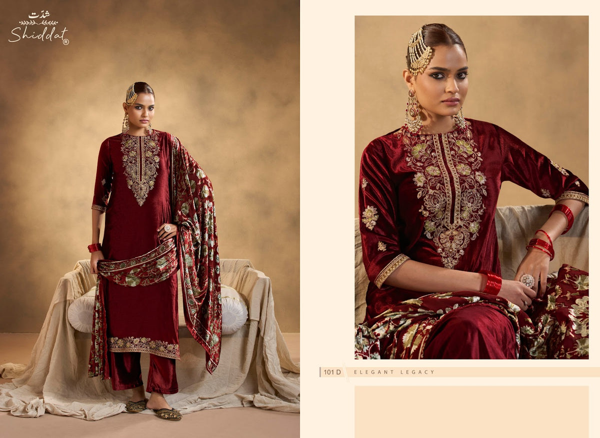 Iraaya Shiddat Viscose Velvet Suits Wholesaler