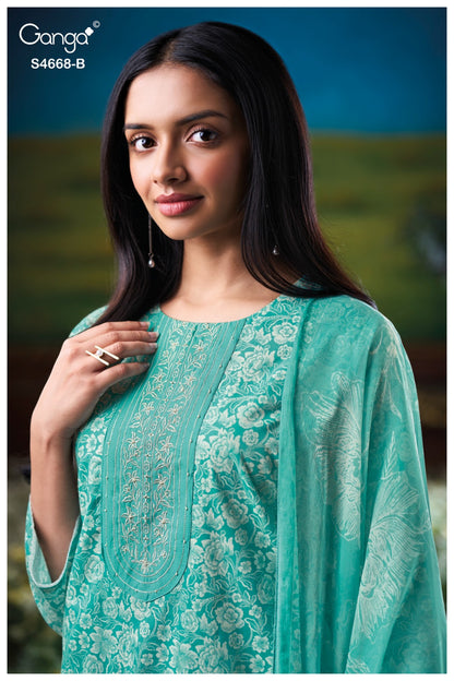 Iraisha 4668 Ganga Premium Cotton Pant Style Suits Exporter Gujarat