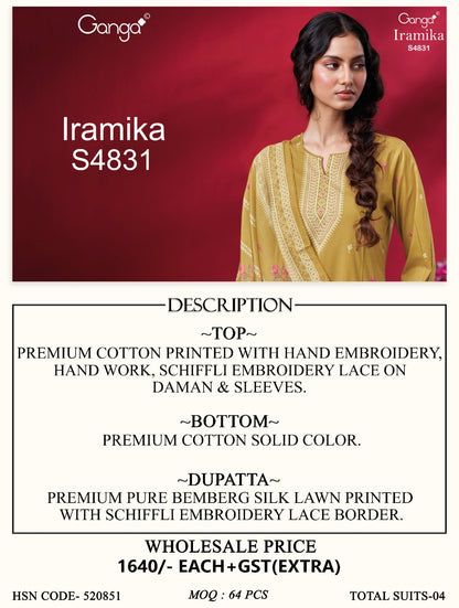 Iramika S4831 Ganga Cotton Plazzo Style Suits Wholesaler Gujarat