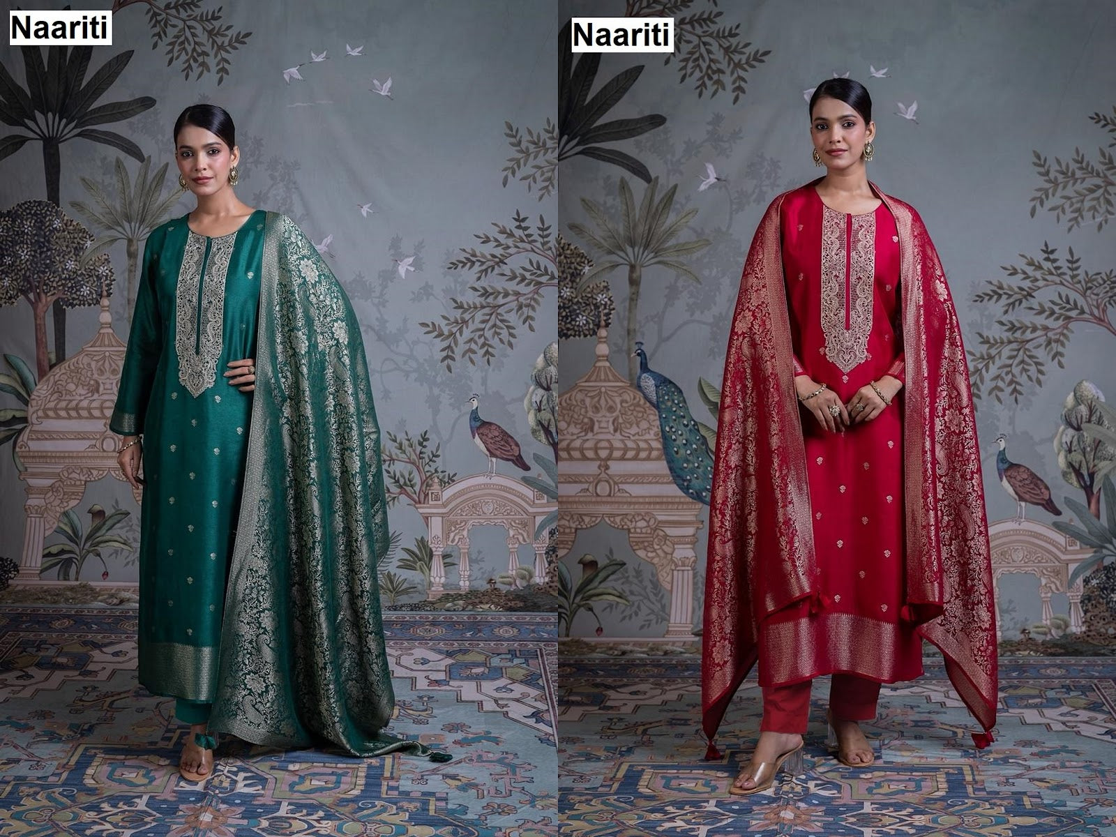 Iravika 2800 Naariti Silk Jacquard Pant Style Suits Wholesaler India
