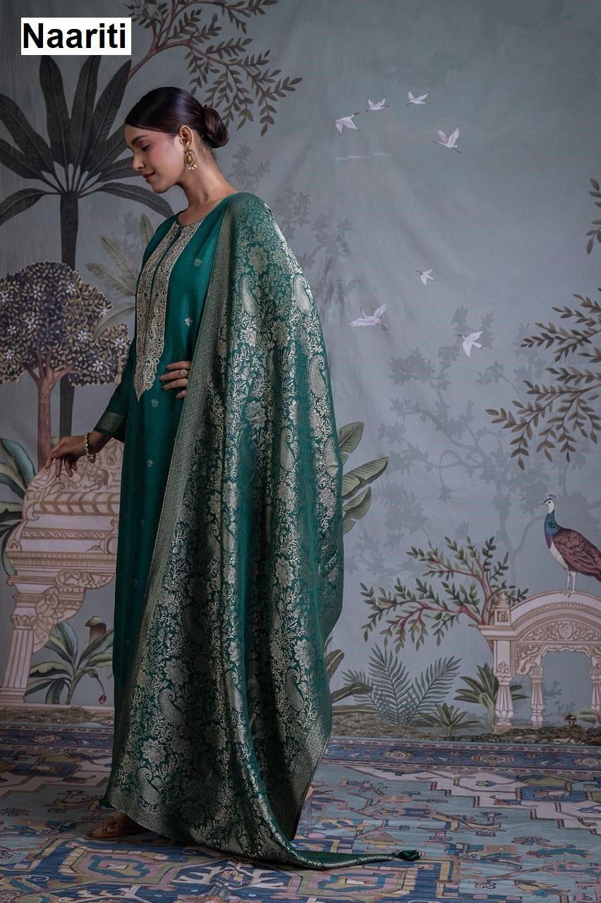 Iravika 2800 Naariti Silk Jacquard Pant Style Suits Wholesaler India