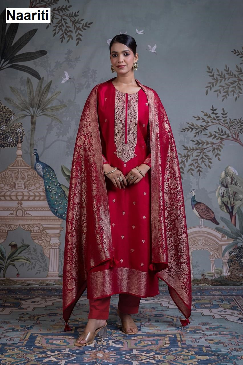Iravika 2800 Naariti Silk Jacquard Pant Style Suits Wholesaler India