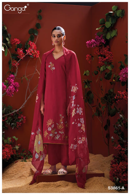 Iraya 3861 Ganga Cotton Satin Plazzo Style Suits Exporter