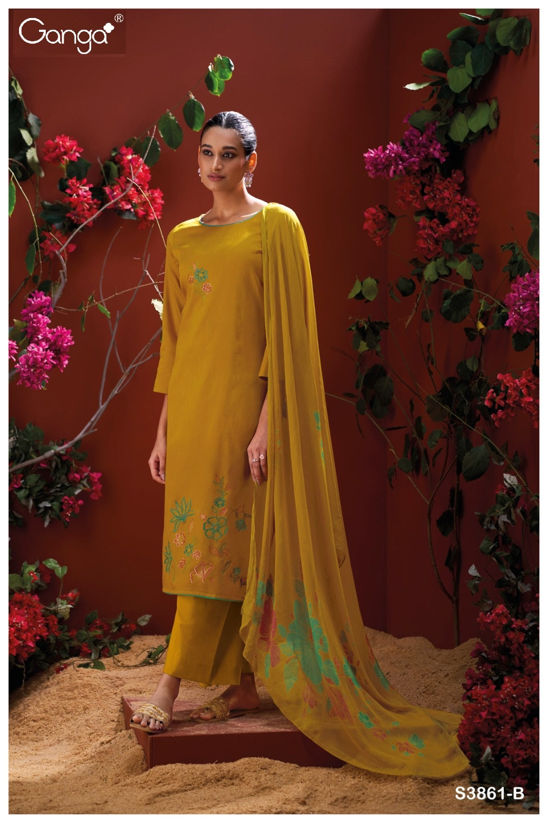 Iraya 3861 Ganga Cotton Satin Plazzo Style Suits Exporter