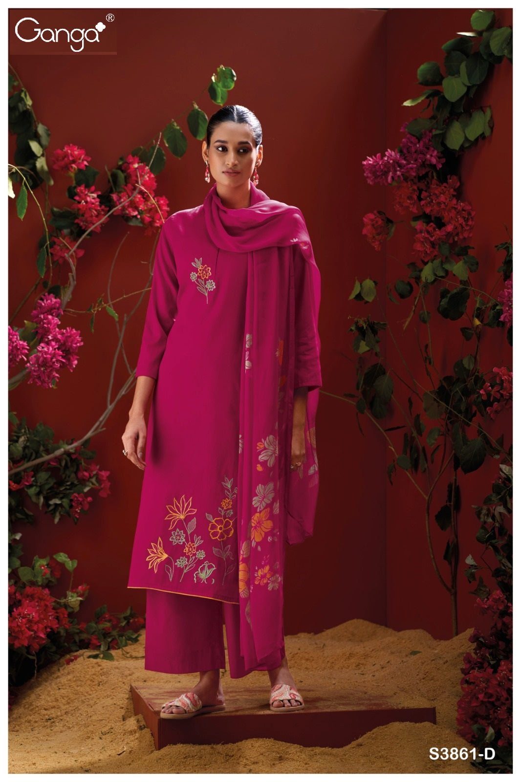 Iraya 3861 Ganga Cotton Satin Plazzo Style Suits Exporter