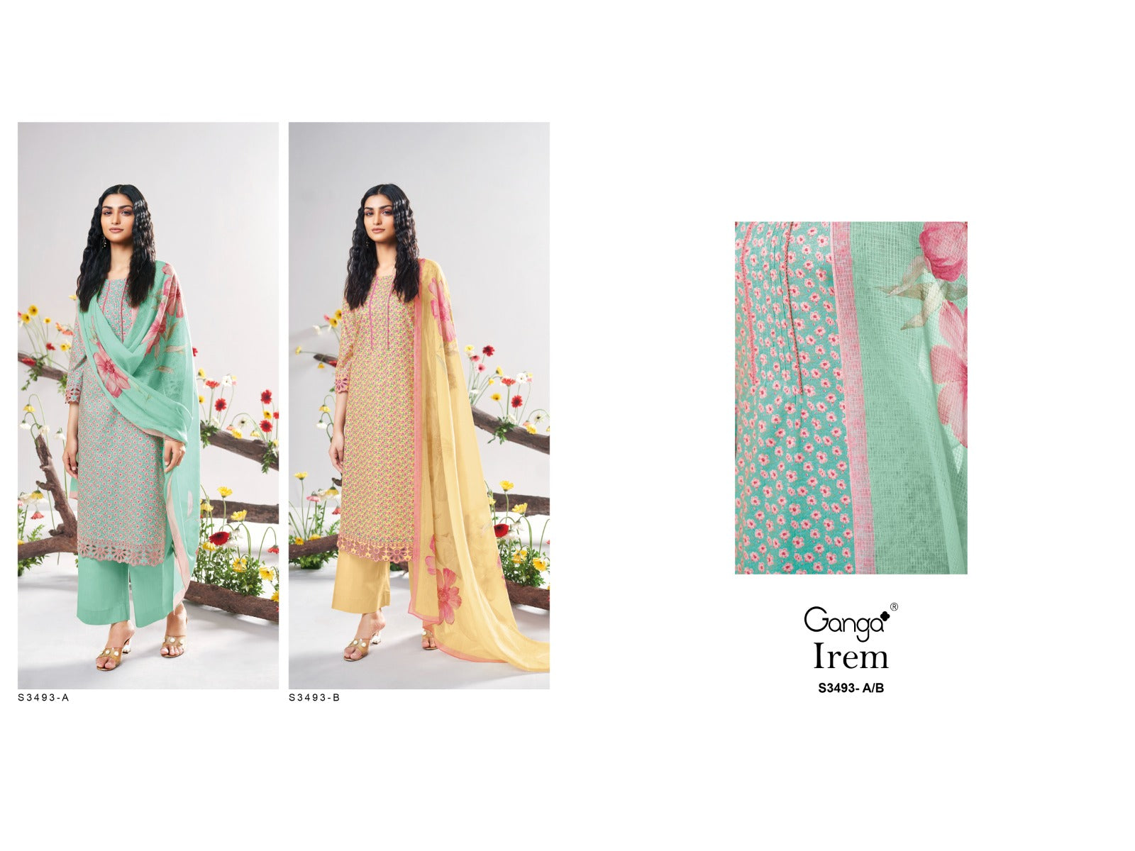 Irem 3493 Ganga Premium Cotton Plazzo Style Suits Wholesale Rate