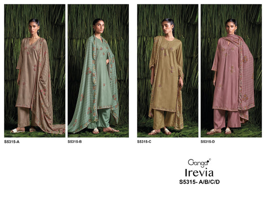 Irevia S5315 Ganga Wool Pashmina Suits Exporter Gujarat