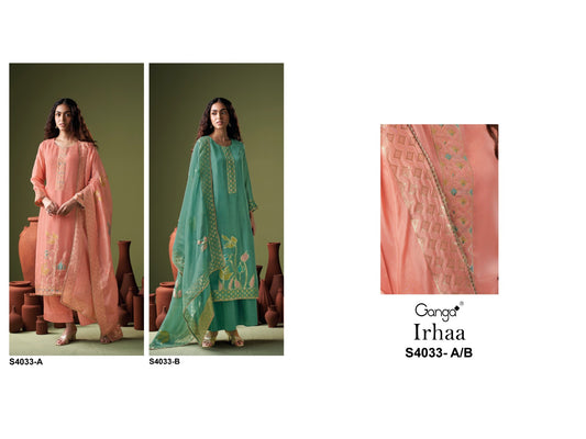 Irhaa 4033 Ganga Pure Organza Plazzo Style Suits Wholesale Price