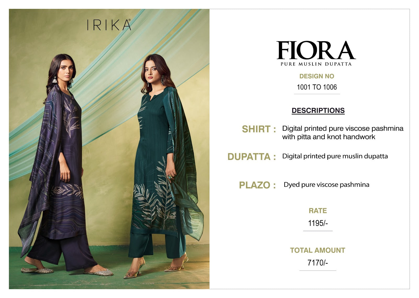 Fiora Irika Pashmina Suits Wholesale Price