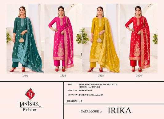 Irika Tanishk Fashion Pure Viscose Muslin Pant Style Suits Manufacturer India