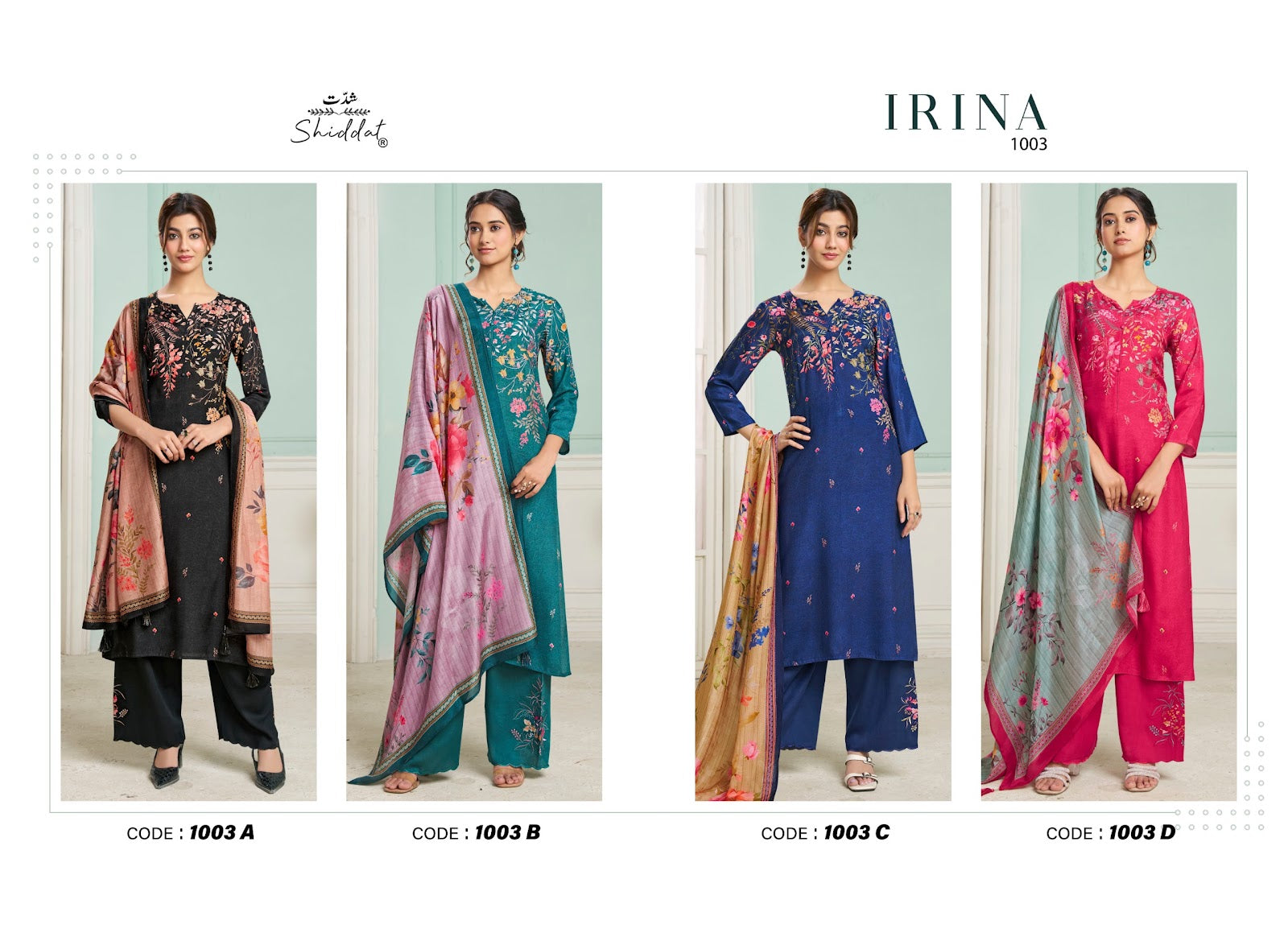 Irina 1003 Shiddat Muslin Pant Style Suits Wholesale Price