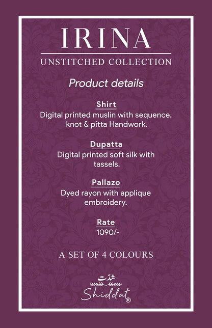 Irina 1005 Shiddat Muslin Pant Style Suits Supplier Gujarat