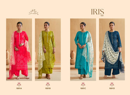 Iris 1001 Shiddat Pure Muslin Plazzo Style Suits Wholesale Rate