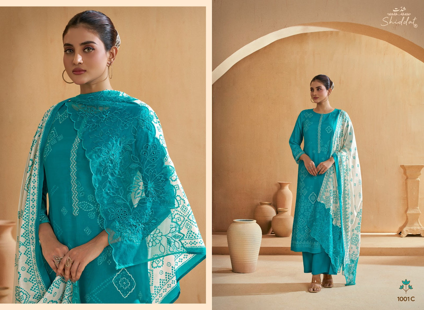 Iris 1001 Shiddat Pure Muslin Plazzo Style Suits Wholesale Rate