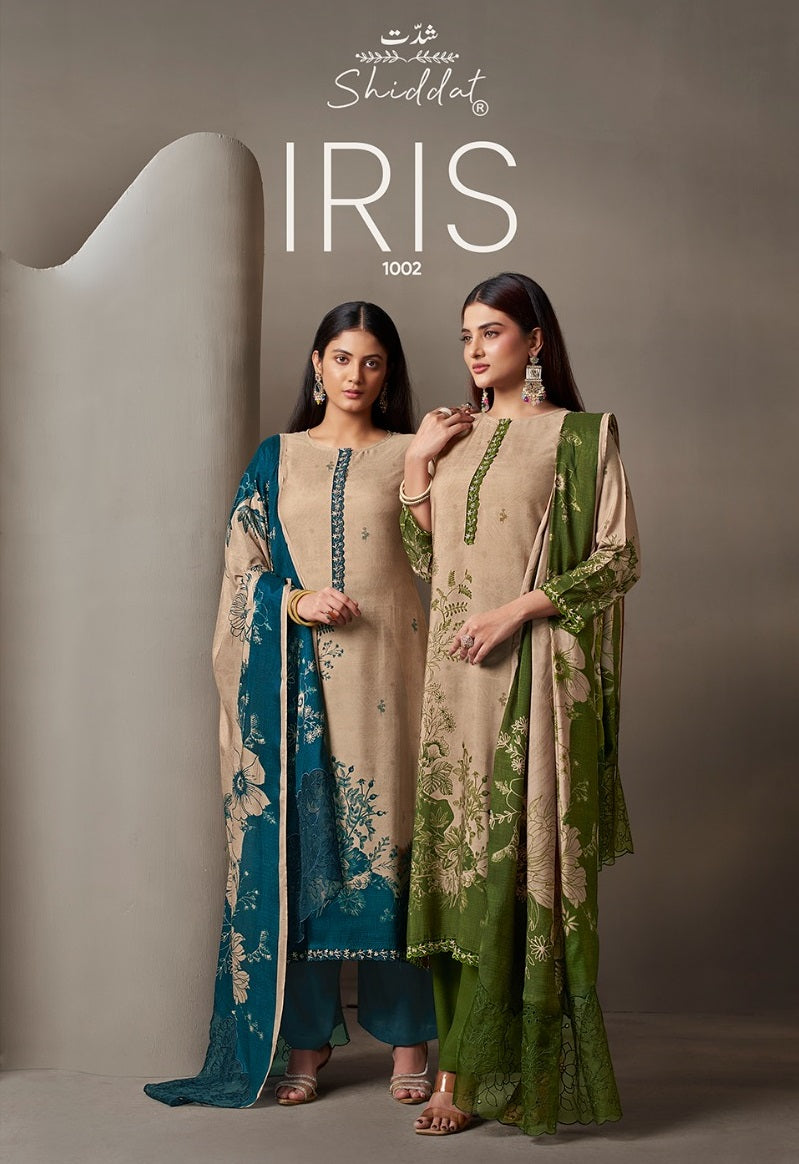 Iris 1002 Shiddat Muslin Plazzo Style Suits Wholesale Rate