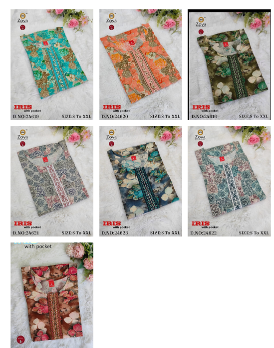 Iris Zoya Rayon Foil Kurti With Pocket Wholesaler Ahmedabad