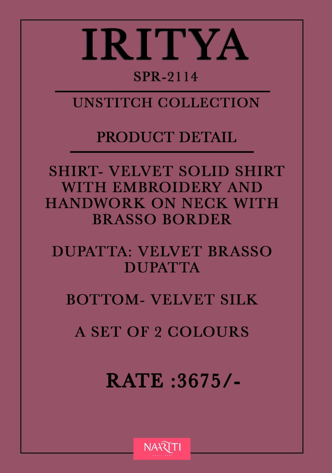 Iritya Naariti Velvet Suits Manufacturer Gujarat