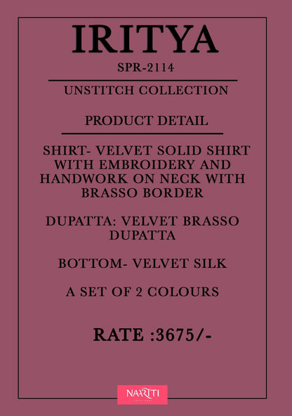 Iritya Naariti Velvet Suits Manufacturer Gujarat