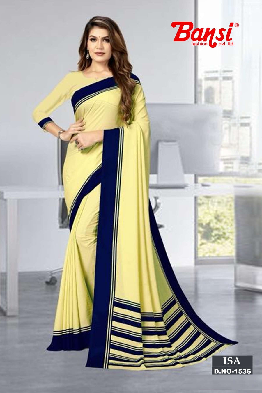 Isa-Vol 9 Bansi Fashion Crape Uniform Sarees