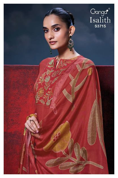 Isalith 3715 Ganga Premium Cotton Plazzo Style Suits Wholesale Rate