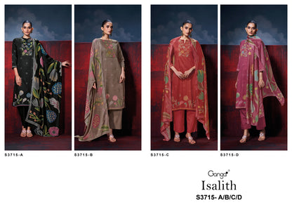 Isalith 3715 Ganga Premium Cotton Plazzo Style Suits Wholesale Rate