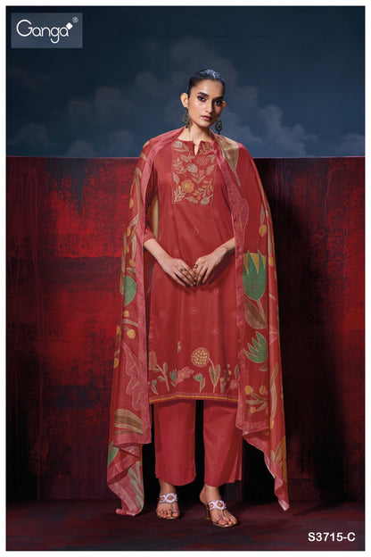 Isalith 3715 Ganga Premium Cotton Plazzo Style Suits Wholesale Rate