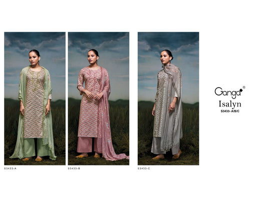 Isalyn 3433 Ganga Premium Cotton Plazzo Style Suits Manufacturer Ahmedabad