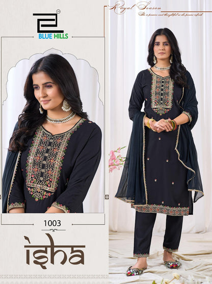 Isha Blue Hills Rayon Readymade Pant Style Suits Exporter Ahmedabad