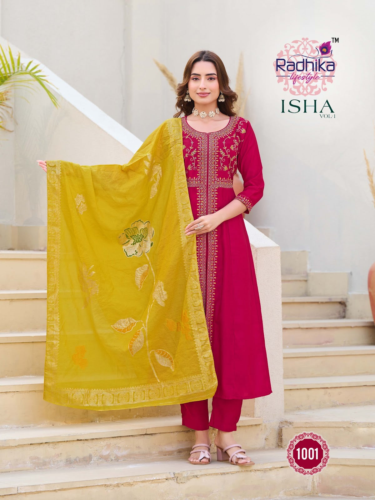 Isha Vol 1 Radhika Lifestyle Roman Silk Readymade Anarkali Suits Wholesale Price