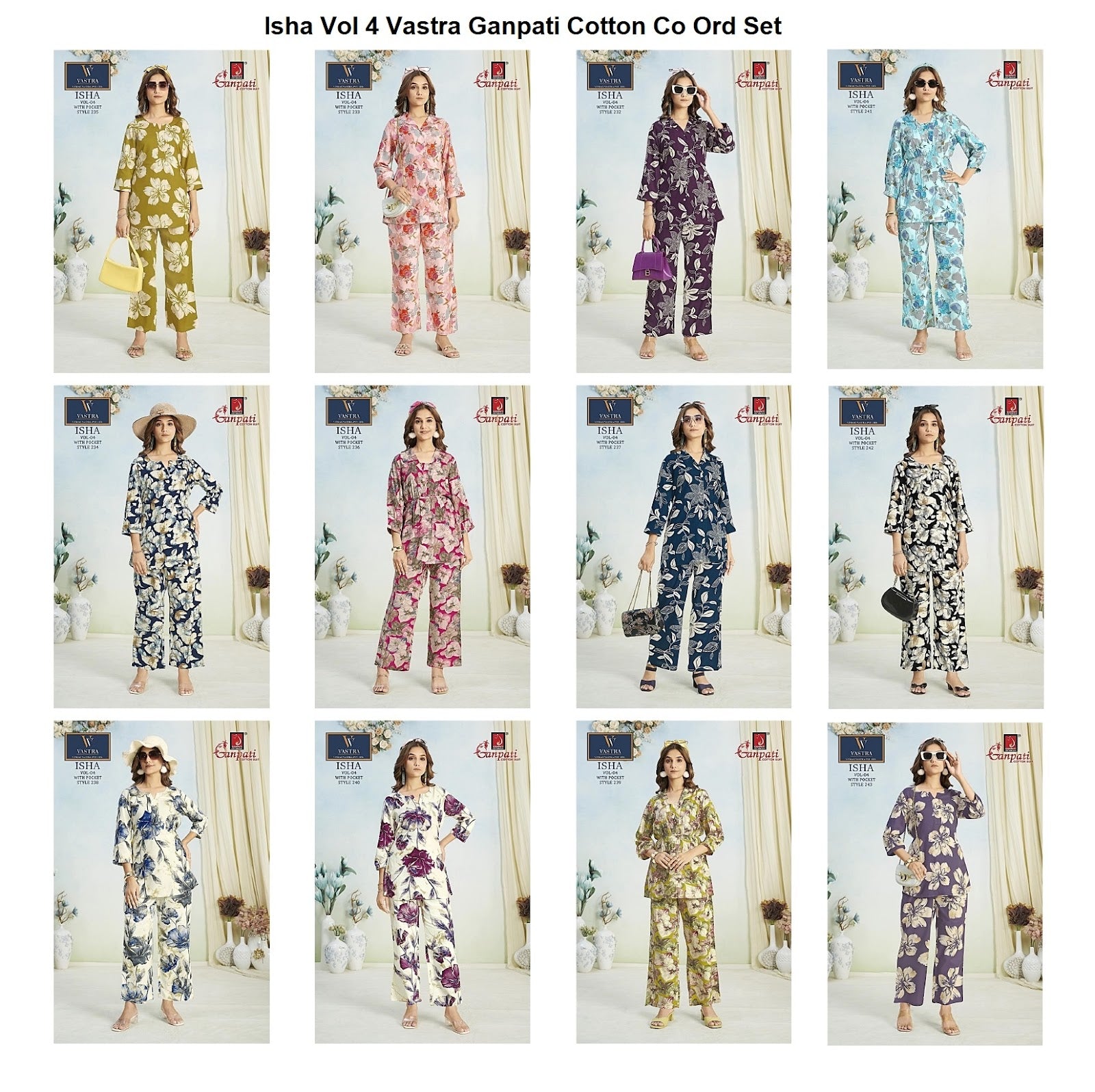 Isha Vol 4 Vastra Ganpati Cotton Rayon 14Kg Co Ord Set Manufacturer Ahmedabad