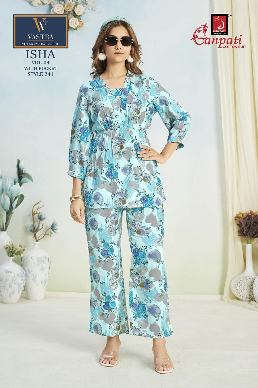 Isha Vol 4 Vastra Ganpati Cotton Rayon 14Kg Co Ord Set Manufacturer Ahmedabad