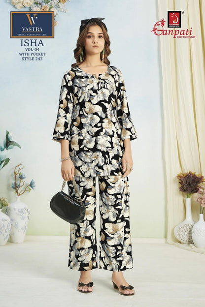 Isha Vol 4 Vastra Ganpati Cotton Rayon 14Kg Co Ord Set Manufacturer Ahmedabad