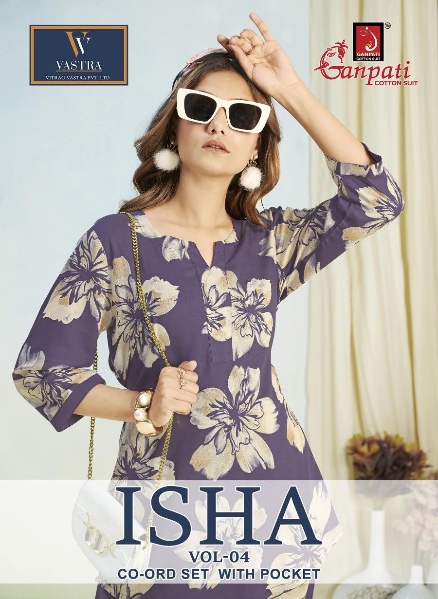 Isha Vol 4 Vastra Ganpati Cotton Rayon 14Kg Co Ord Set Manufacturer Ahmedabad