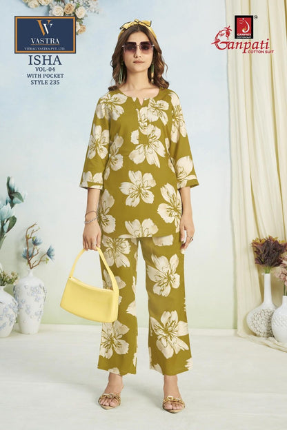 Isha Vol 4 Vastra Ganpati Cotton Rayon 14Kg Co Ord Set Manufacturer Ahmedabad