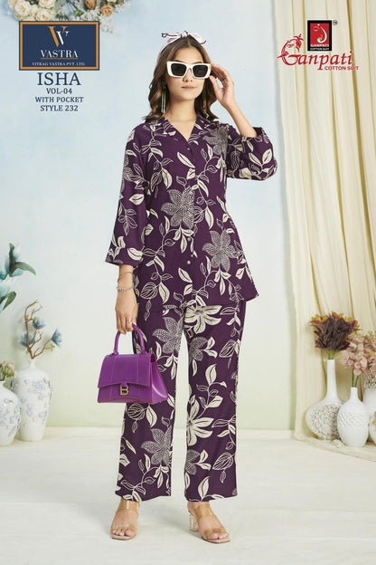 Isha Vol 4 Vastra Ganpati Cotton Rayon 14Kg Co Ord Set Manufacturer Ahmedabad