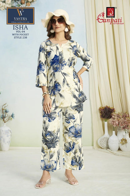 Isha Vol 4 Vastra Ganpati Cotton Rayon 14Kg Co Ord Set Manufacturer Ahmedabad