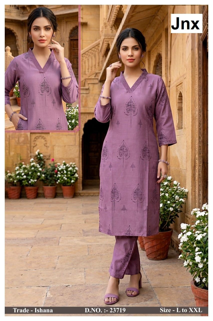 Ishana Jnx Vatican Kurti Pant Set Supplier Ahmedabad