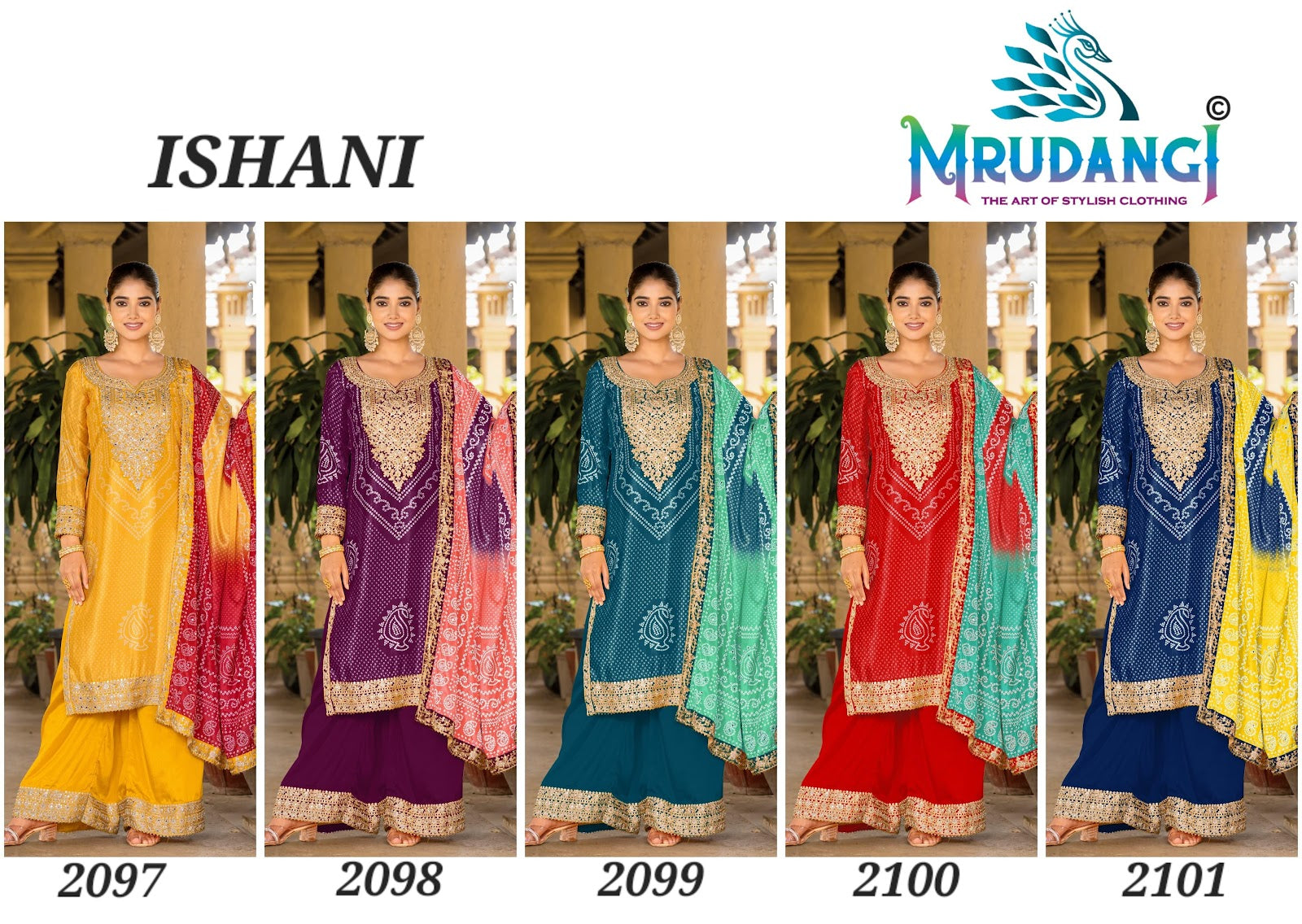 Ishani 2097 Mrudangi Chinon Readymade Plazzo Style Suits Manufacturer India